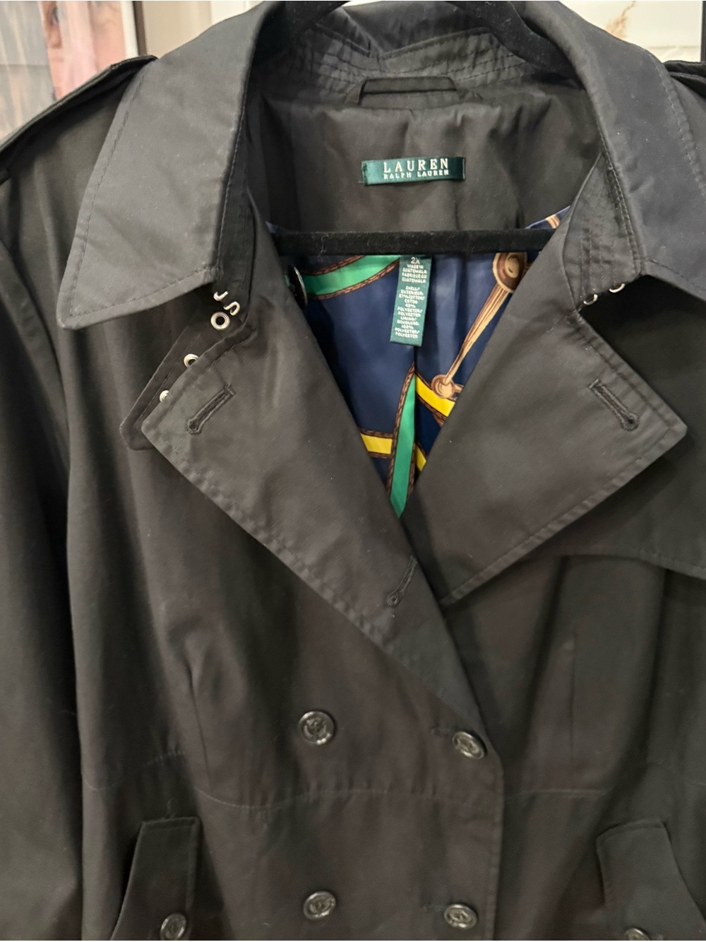 Ralph Lauren Black Double-Breasted Trench with Belt NWOT XXL - Picture 7 of 13